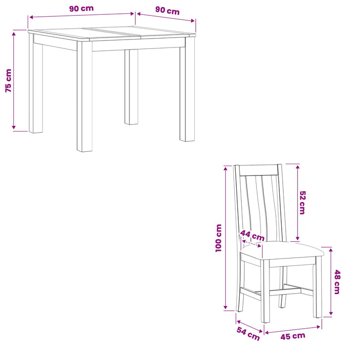 Set de dining 3 buc. Negru Lemn de stejar masiv WALTI