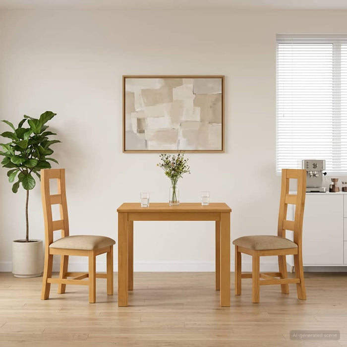 Set de dining 3 buc. Bej Lemn de stejar masiv WALTI