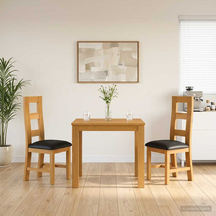 Set de dining 3 buc. Negru Lemn de stejar masiv WALTI