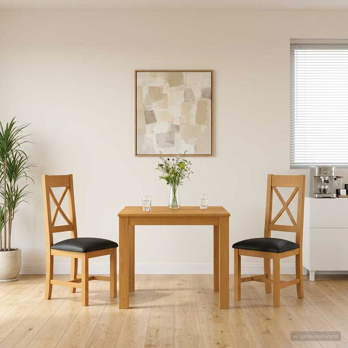 Set de dining 3 buc. Negru Lemn de stejar masiv WALTI