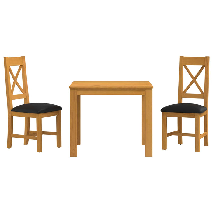 Set de dining 3 buc. Negru Lemn de stejar masiv WALTI