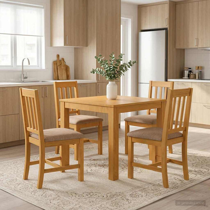 Set de dining 5 buc. Gri Lemn de stejar masiv WALTI