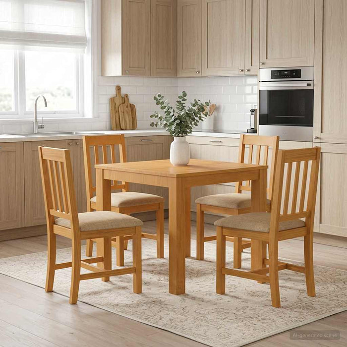 Set de dining 5 buc. Bej Lemn de stejar masiv WALTI