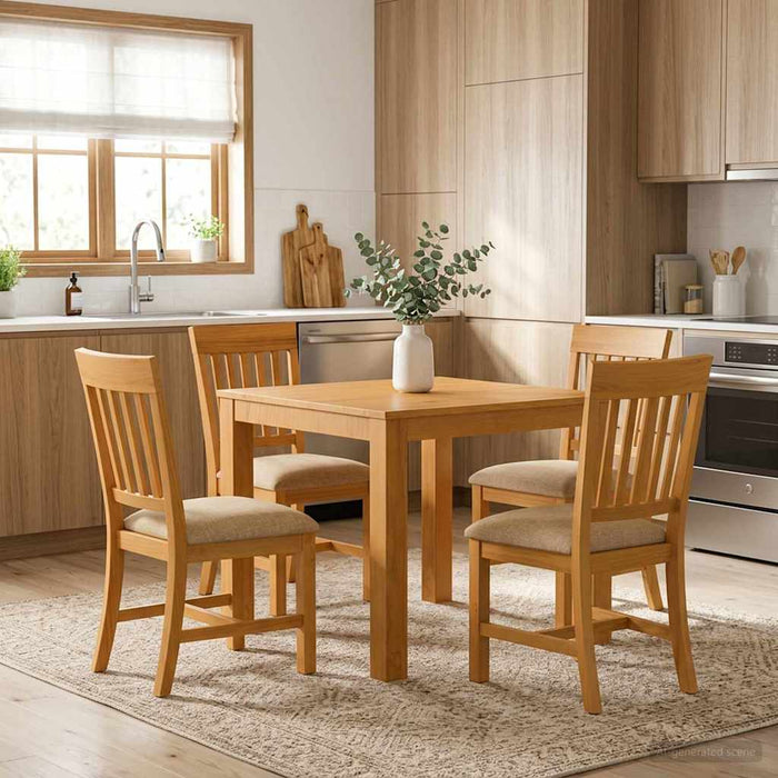 Set de dining 5 buc. Bej Lemn de stejar masiv WALTI