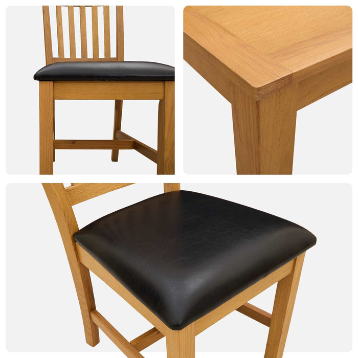 Set de dining 5 buc. Negru Lemn de stejar masiv WALTI