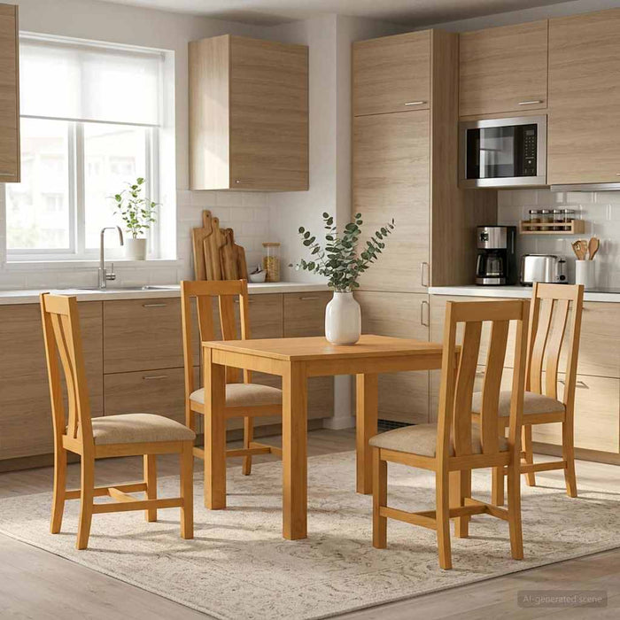 Set de dining 5 buc. Bej Lemn de stejar masiv WALTI