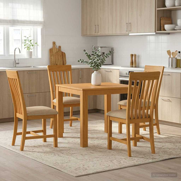 Set de dining 5 buc. Bej Lemn de stejar masiv WALTI