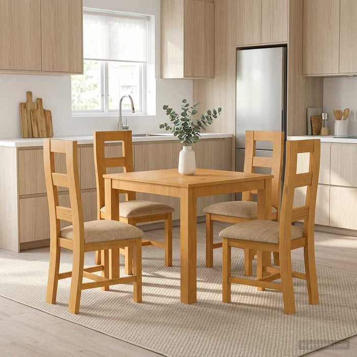 Set de dining 5 buc. Bej Lemn de stejar masiv WALTI