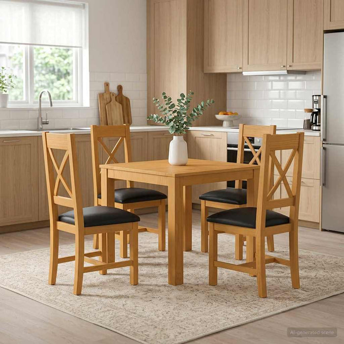 Set de dining 5 buc. Negru Lemn de stejar masiv WALTI
