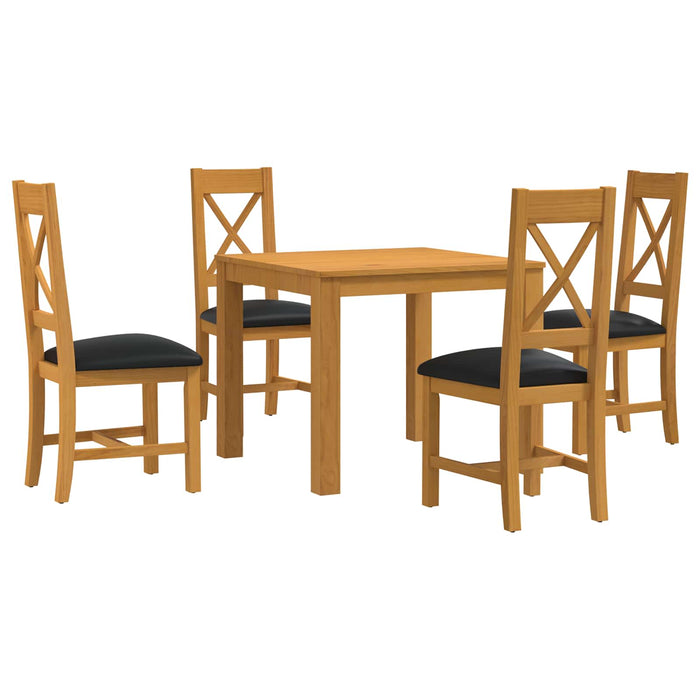 Set de dining 5 buc. Negru Lemn de stejar masiv WALTI