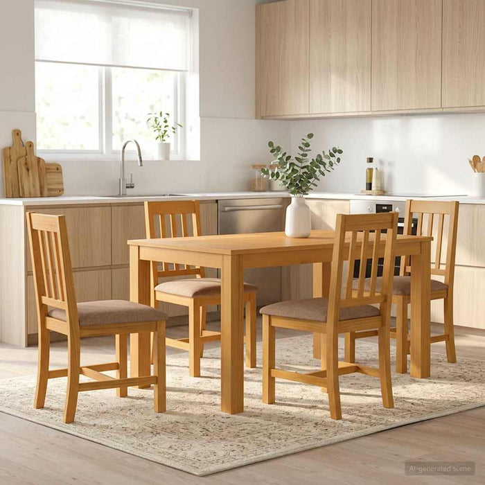 Set de dining 5 buc. Gri Lemn de stejar masiv WALTI