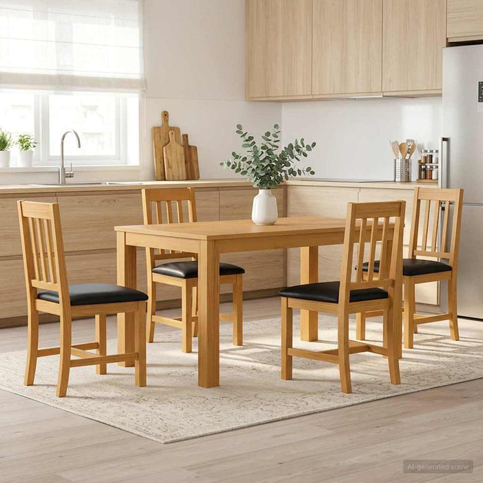 Set de dining 5 buc. Negru Lemn de stejar masiv WALTI