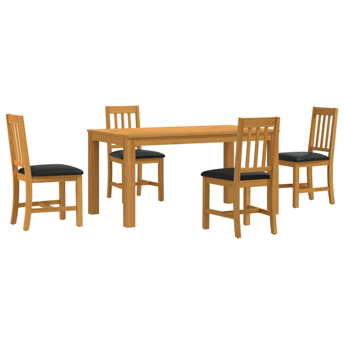 Set de dining 5 buc. Negru Lemn de stejar masiv WALTI