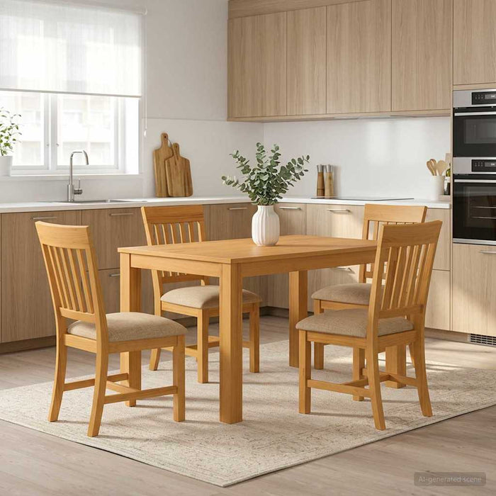 Set de dining 5 buc. Bej Lemn de stejar masiv WALTI