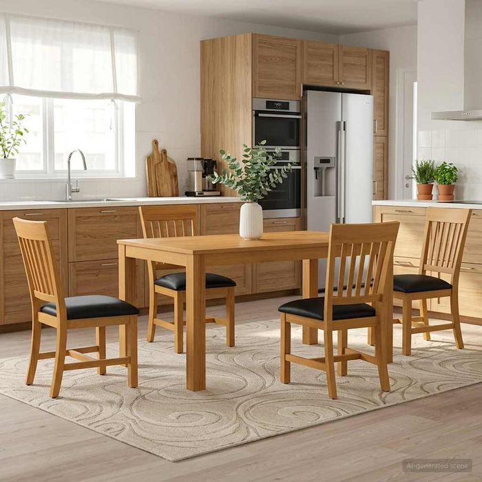 Set de dining 5 buc. Negru Lemn de stejar masiv WALTI