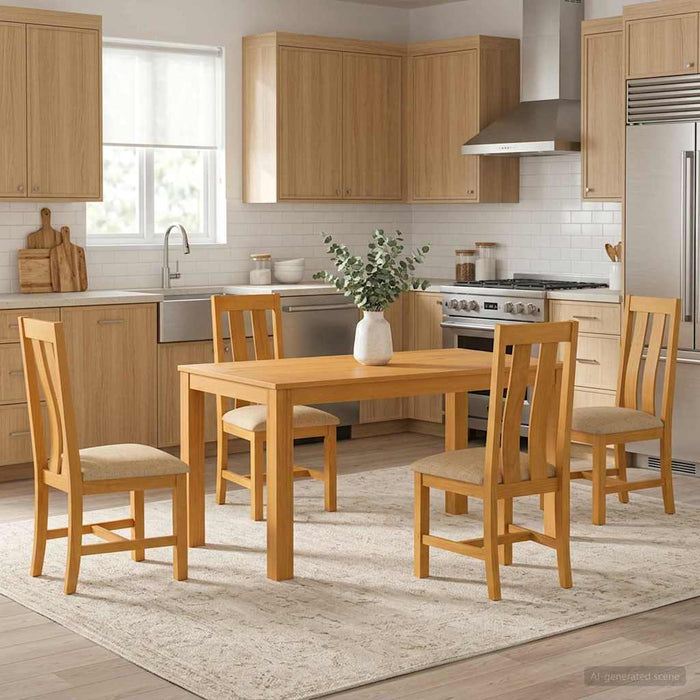 Set de dining 5 buc. Bej Lemn de stejar masiv WALTI