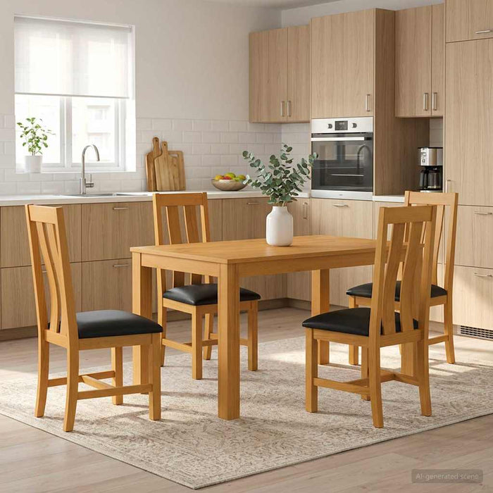 Set de dining 5 buc. Negru Lemn de stejar masiv WALTI