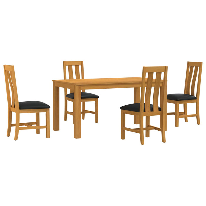 Set de dining 5 buc. Negru Lemn de stejar masiv WALTI