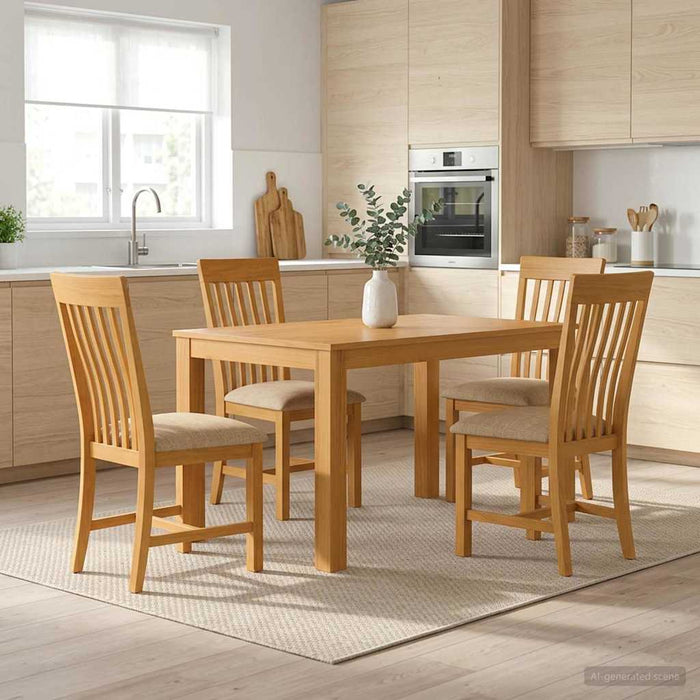 Set de dining 5 buc. Bej Lemn de stejar masiv WALTI