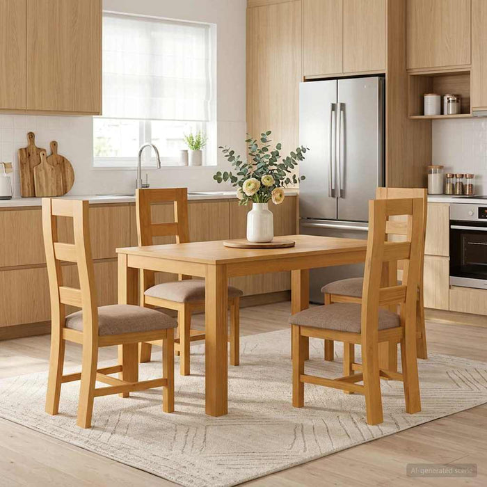 Set de dining 5 buc. Gri Lemn de stejar masiv WALTI