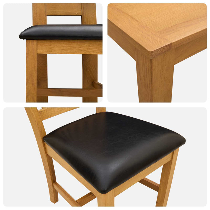 Set de dining 5 buc. Negru Lemn de stejar masiv WALTI
