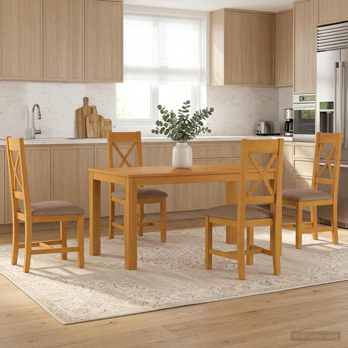Set de dining 5 buc. Gri Lemn de stejar masiv WALTI