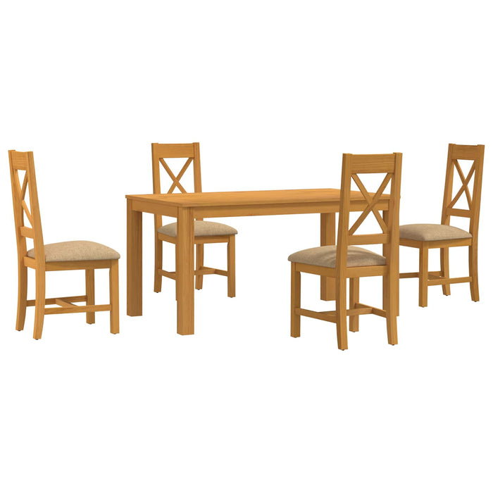 Set de dining 5 buc. Bej Lemn de stejar masiv WALTI