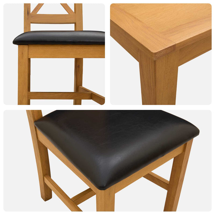 Set de dining 5 buc. Negru Lemn de stejar masiv WALTI