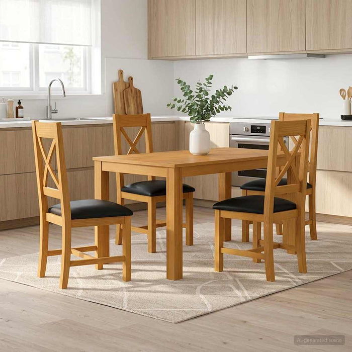Set de dining 5 buc. Negru Lemn de stejar masiv WALTI