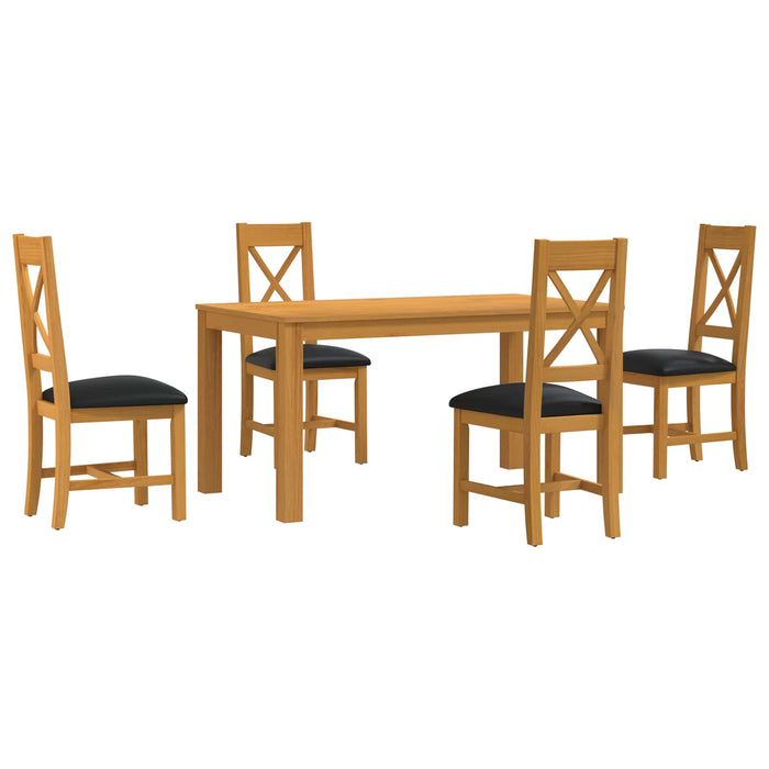 Set de dining 5 buc. Negru Lemn de stejar masiv WALTI