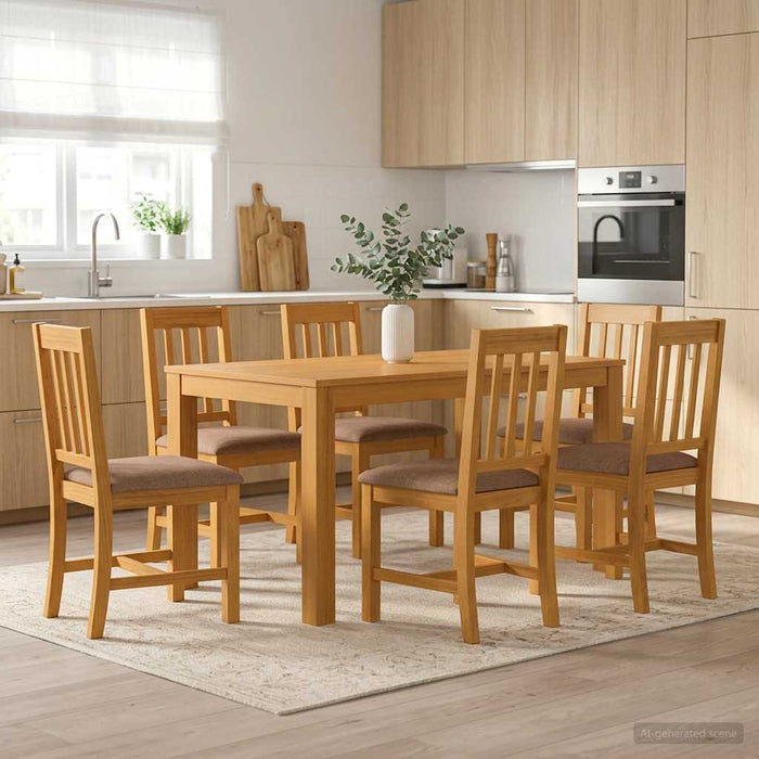 Set de dining 7 buc. Gri Lemn de stejar masiv WALTI