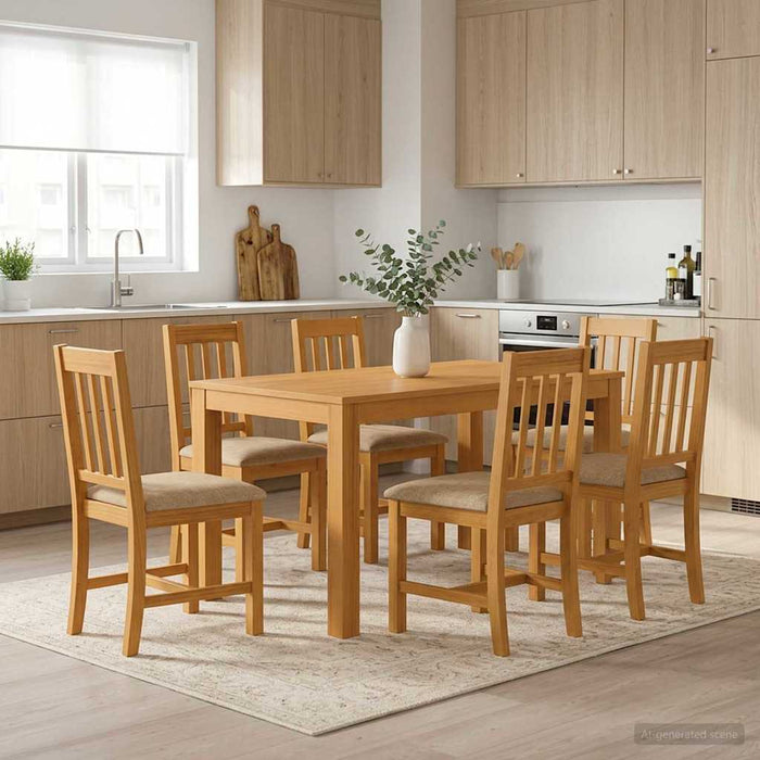 Set de dining 7 buc. Bej Lemn de stejar masiv WALTI