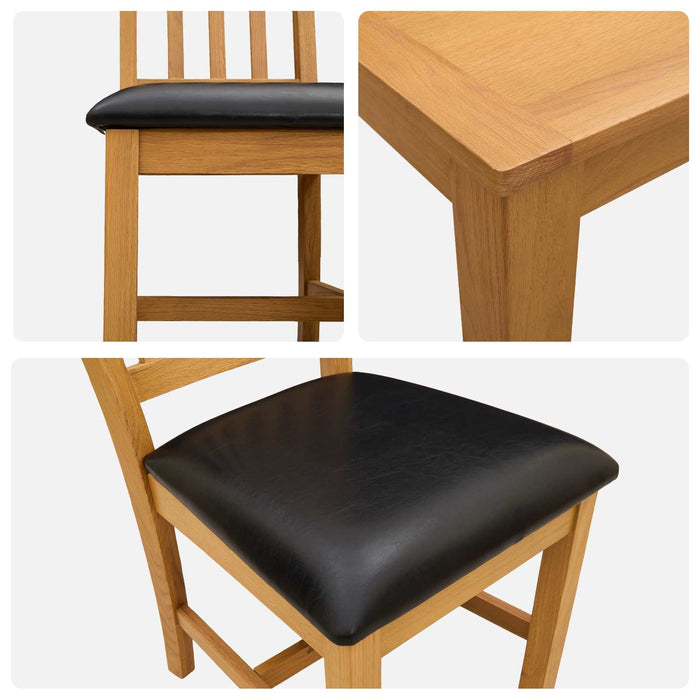 Set de dining 7 buc. Negru Lemn de stejar masiv WALTI