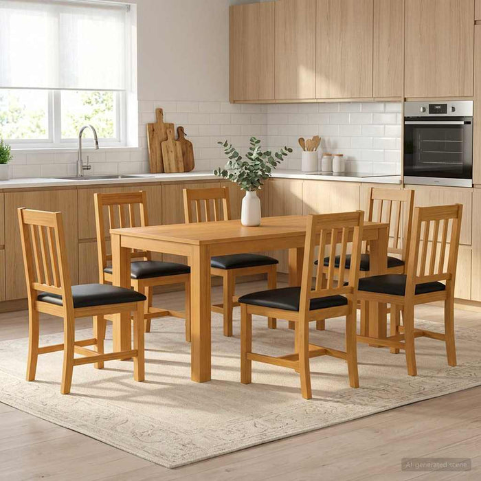 Set de dining 7 buc. Negru Lemn de stejar masiv WALTI