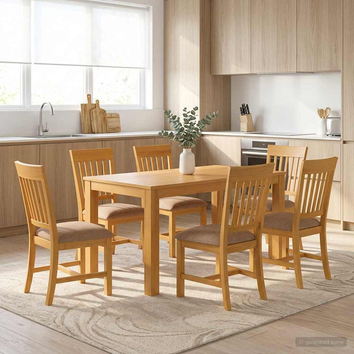 Set de dining 7 buc. Gri Lemn de stejar masiv WALTI