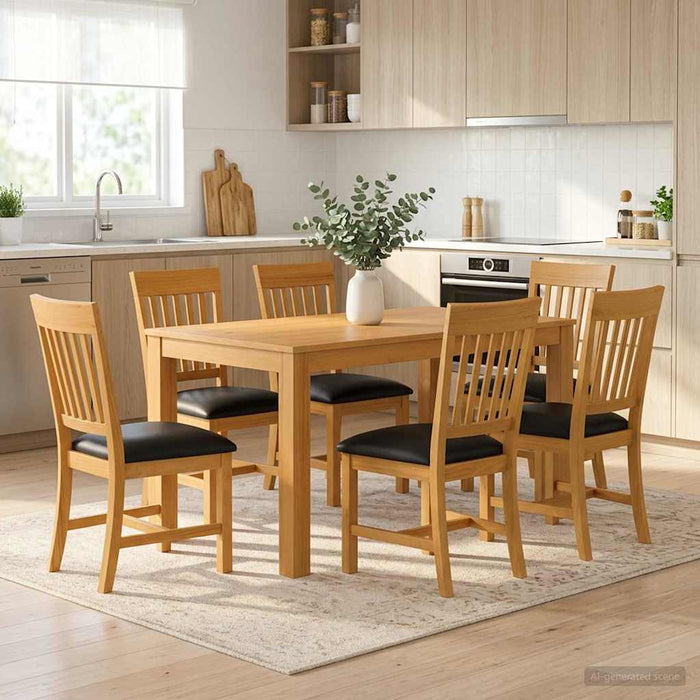 Set de dining 7 buc. Negru Lemn de stejar masiv WALTI
