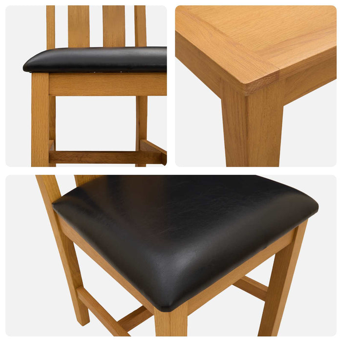 Set de dining 7 buc. Negru Lemn de stejar masiv WALTI