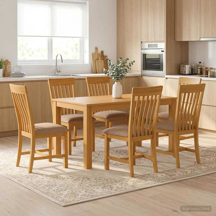 Set de dining 7 buc. Gri Lemn de stejar masiv WALTI
