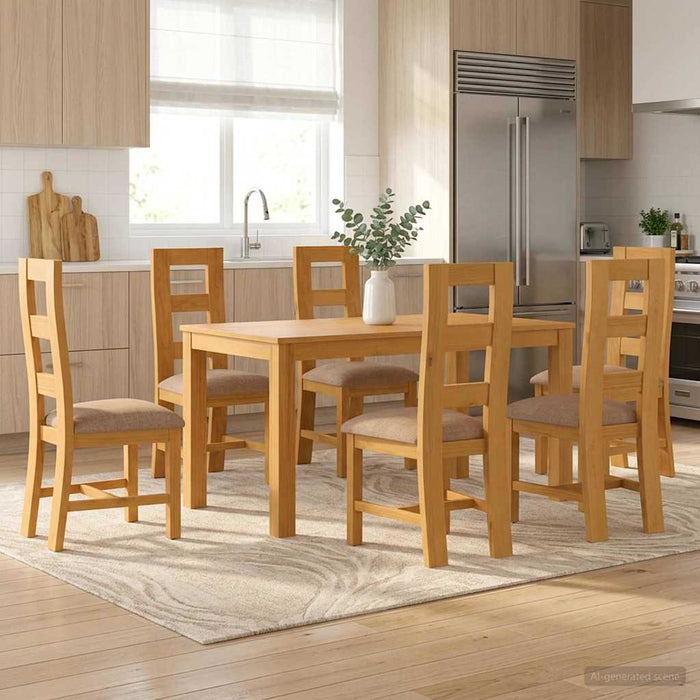 Set de dining 7 buc. Gri Lemn de stejar masiv WALTI