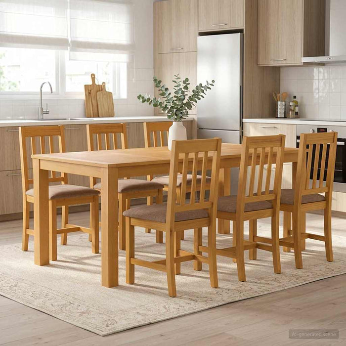 Set de dining 7 buc. Gri Lemn de stejar masiv WALTI