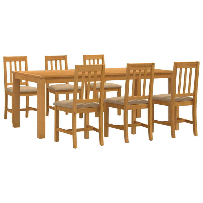 Set de dining 7 buc. Bej Lemn de stejar masiv WALTI