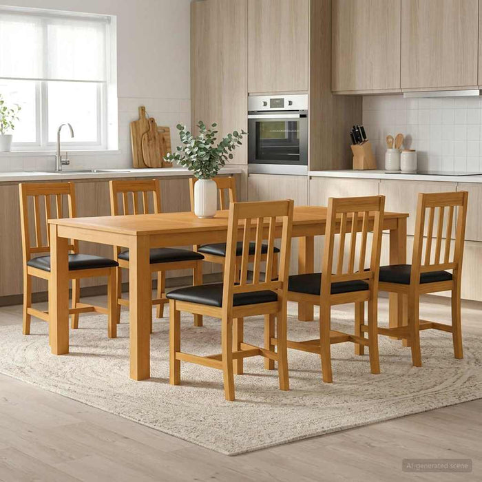 Set de dining 7 buc. Negru Lemn de stejar masiv WALTI