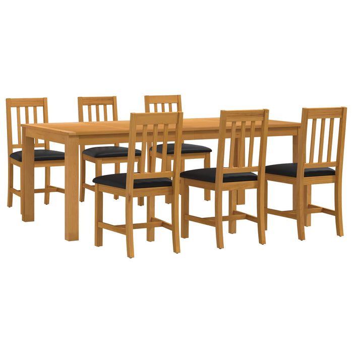 Set de dining 7 buc. Negru Lemn de stejar masiv WALTI