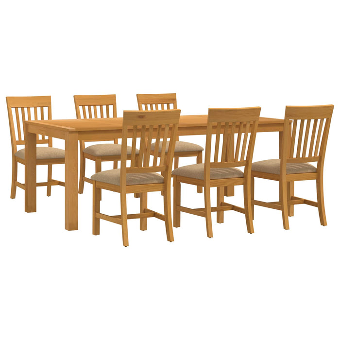 Set de dining 7 buc. Bej Lemn de stejar masiv WALTI