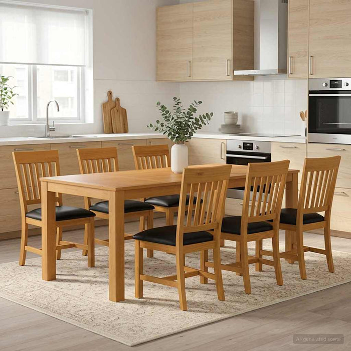 Set de dining 7 buc. Negru Lemn de stejar masiv WALTI
