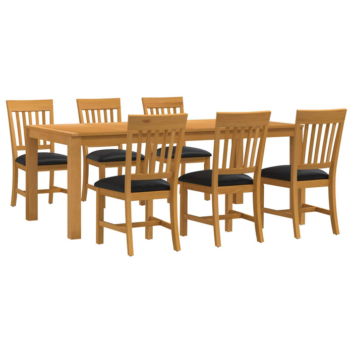 Set de dining 7 buc. Negru Lemn de stejar masiv WALTI