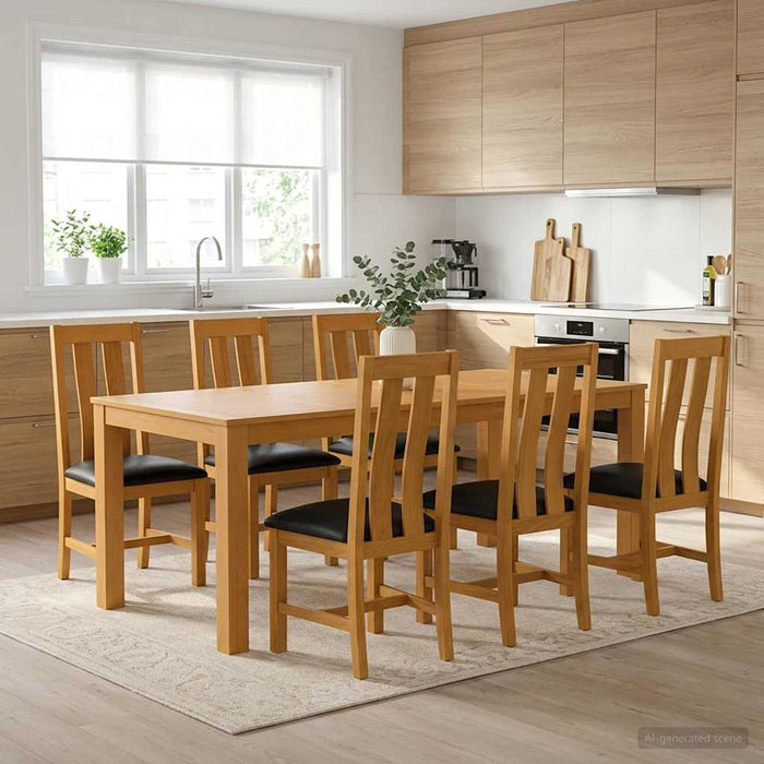 Set de dining 7 buc. Negru Lemn de stejar masiv WALTI