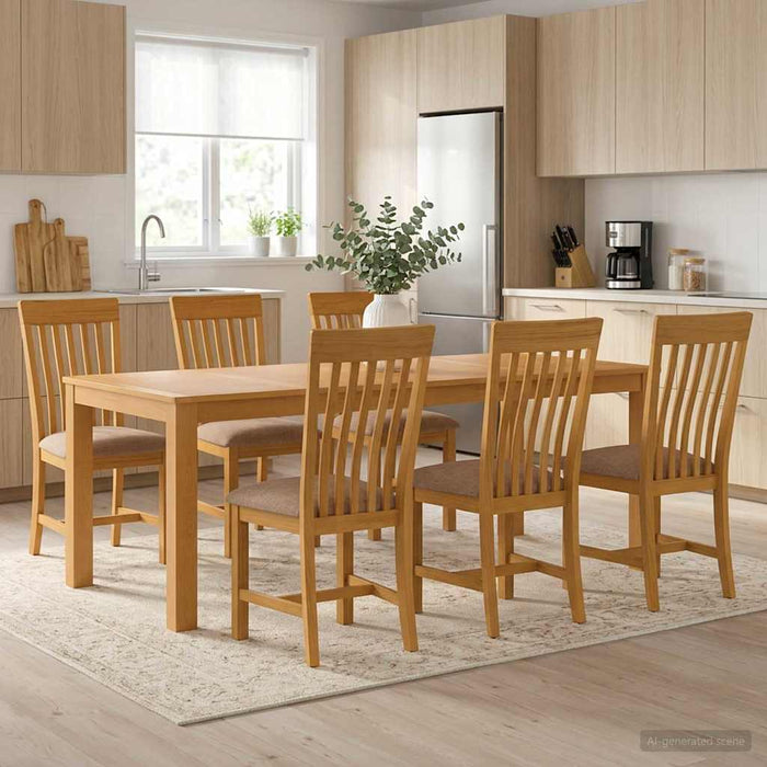 Set de dining 7 buc. Gri Lemn de stejar masiv WALTI