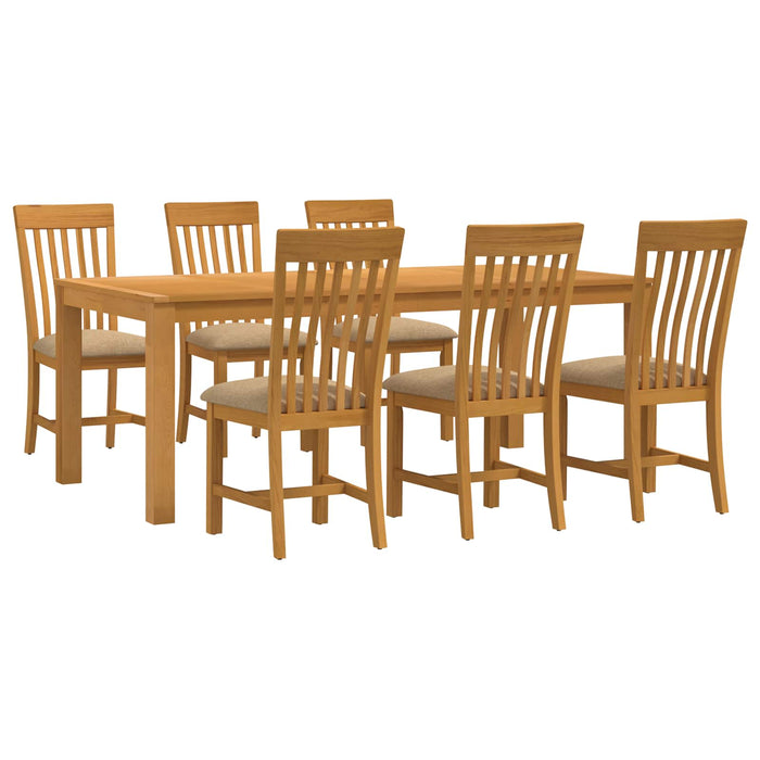 Set de dining 7 buc. Bej Lemn de stejar masiv WALTI