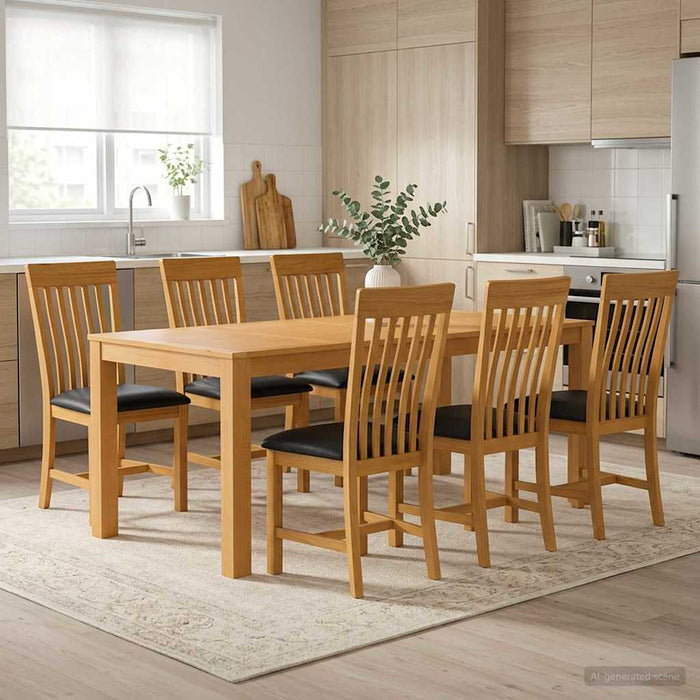 Set de dining 7 buc. Negru Lemn de stejar masiv WALTI